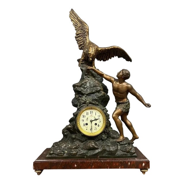 Large Napoleon III Clock in Spelter For Sale