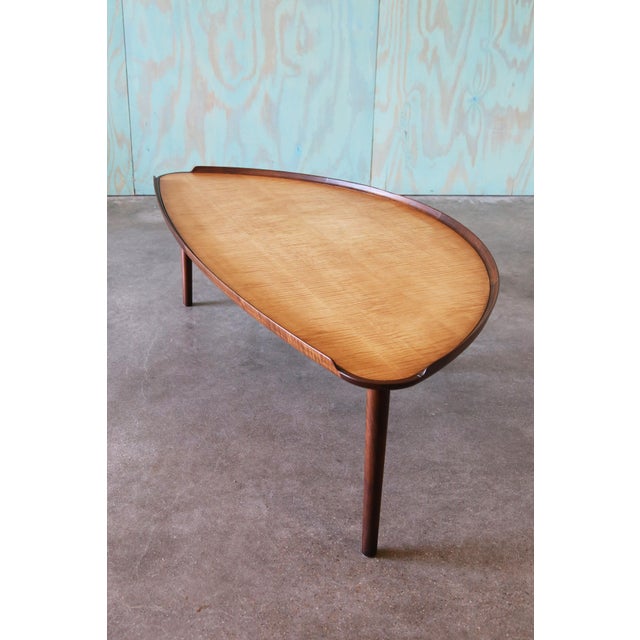 1950s 1950s Attributed to Finn Juhl for Baker Coffee Cocktail Table Two Tone Birch and Walnut For Sale - Image 5 of 15