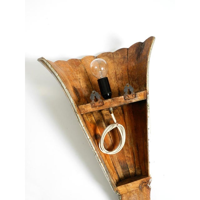 Long Wall Lamps in Wood-Covered Aluminum, 1950s, Set of 2 For Sale - Image 9 of 10