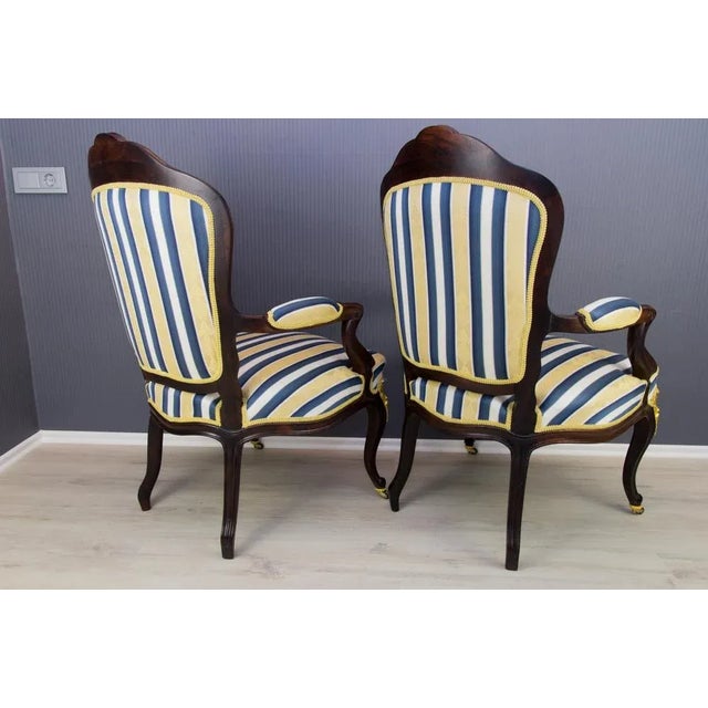 Set of 19th Century Louis XV Style Walnut and Gilt Bronze Mounted Armchairs For Sale - Image 15 of 18