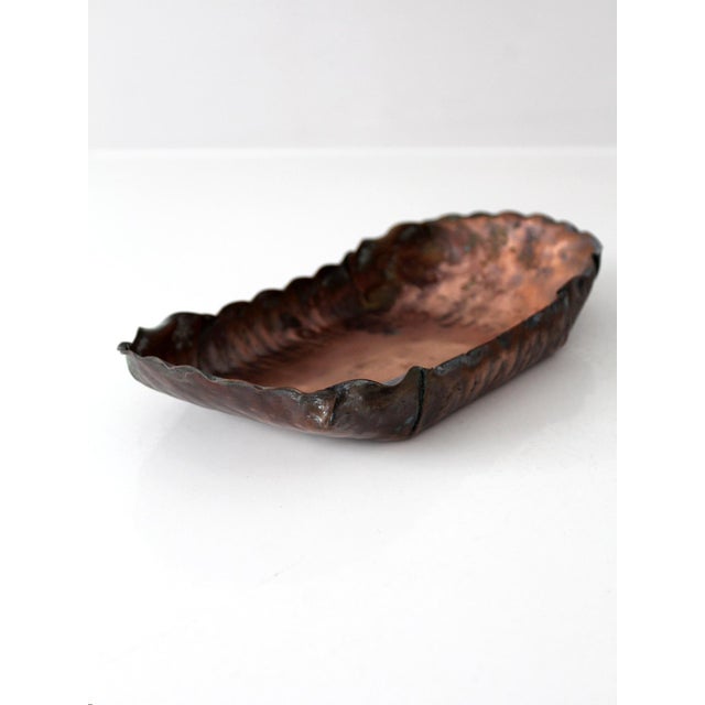 Copper Mid-Century Gregorian Handmade Hammered Copper Tray For Sale - Image 8 of 14