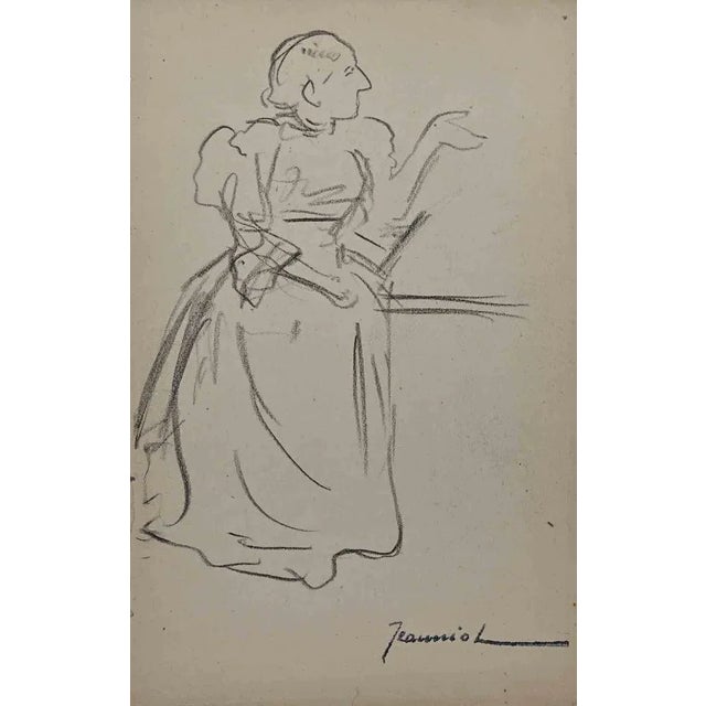 Figure is an original Drawing on paper realized by the painter Pierre Georges Jeanniot (1848-1934). Drawing in Pencil....