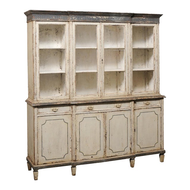 A Tall French Antique Deux Corps Cabinet For Sale