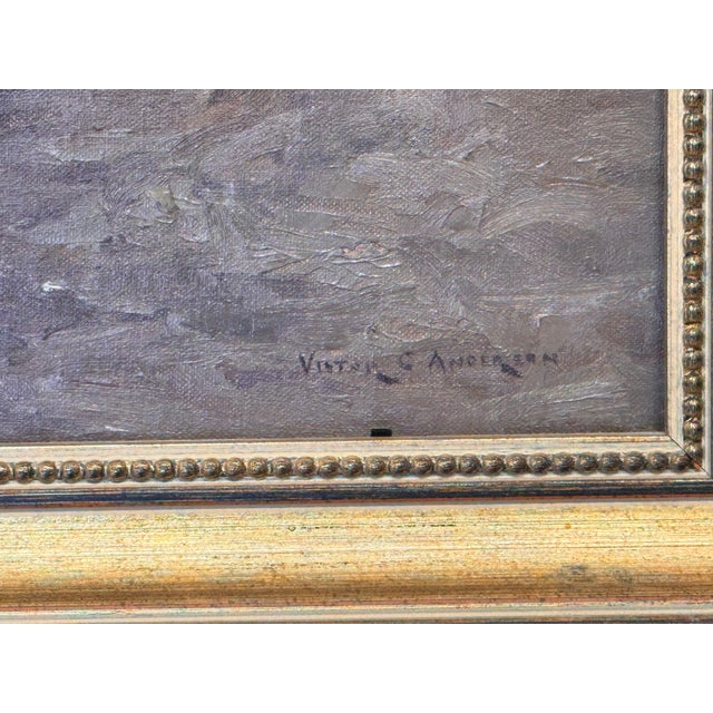 Early 20th Century “The End of the Day” Oil on Canvas Painting by Victor Coleman Anderson For Sale - Image 5 of 5