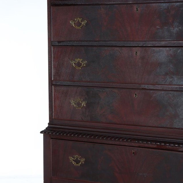 Antique Queen Anne Style Carved Mahogany Bonnet Top High Boy C1900 For Sale - Image 11 of 18