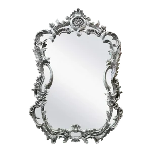 Italian Hand-Carved Silver Leaf Finish Mirror, 20th Century