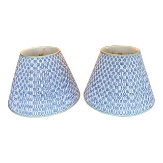 Custom Indian Block and Silk Trimmed Lamp Shades - a Pair