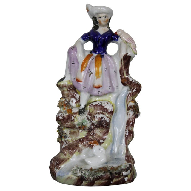 Antique Late 19th Century English Staffordshire Porcelain Figurine Girl Seated on Waterfall Bird For Sale - Image 13 of 13