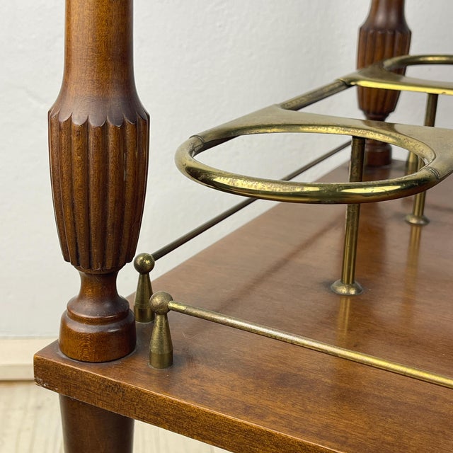 Mid-Century Modern Wooden Bar Cart Trolley, Italy, 1970s For Sale - Image 11 of 18