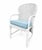 Mid-Century Modern Lacquered Rattan Fan Back Chairs Blue Cushions For Sale - Image 3 of 7
