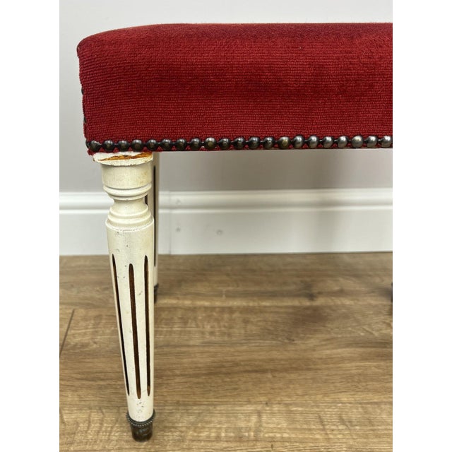 Vintage French Stool in Fabric For Sale - Image 5 of 11