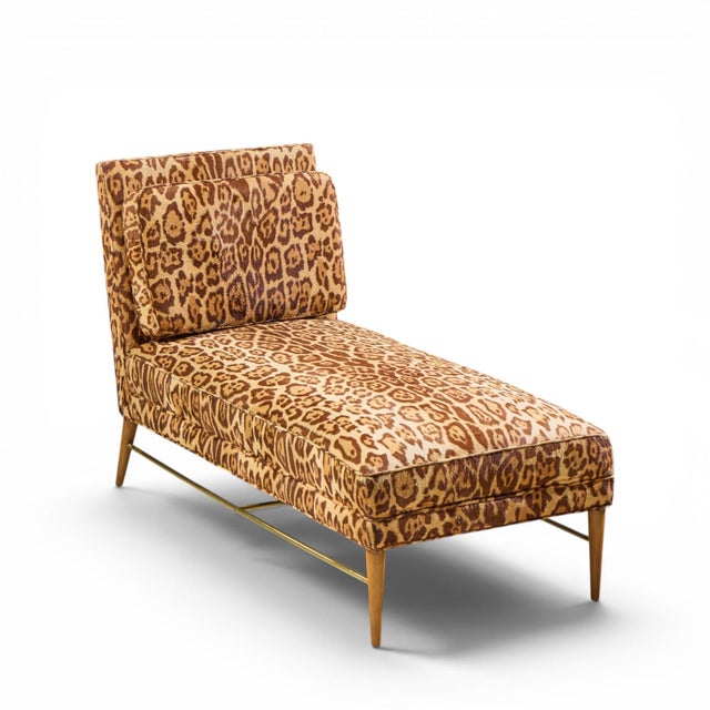 Paul McCobb for Calvin Mid Century Walnut and Brass Chaise Lounge For Sale - Image 9 of 9