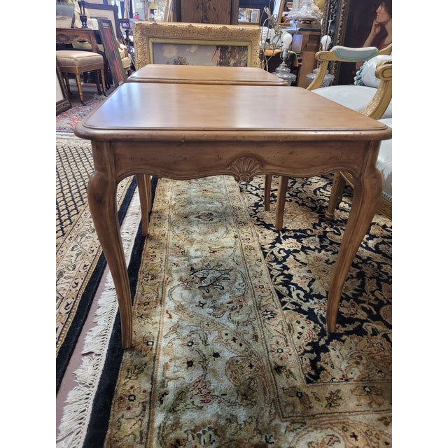 1950s Pair of Country French End Table Blonde Finish For Sale - Image 9 of 12