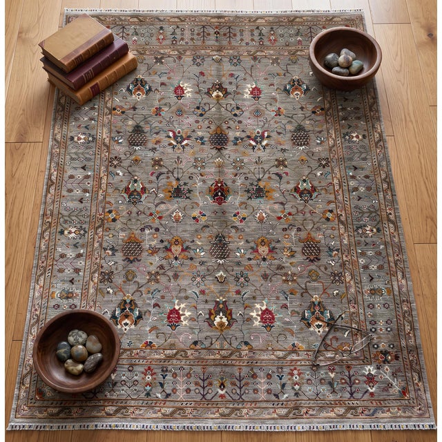 2000 - 2009 Sultanabad Design Area Rug, Hand-Knotted Wool, 8x10, Gray & Rust For Sale - Image 5 of 10