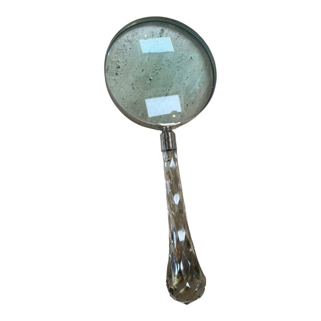 Vintage Italian Magnifying Glass With Faceted Crystal Handle For Sale