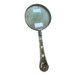 Vintage Italian Magnifying Glass With Faceted Crystal Handle