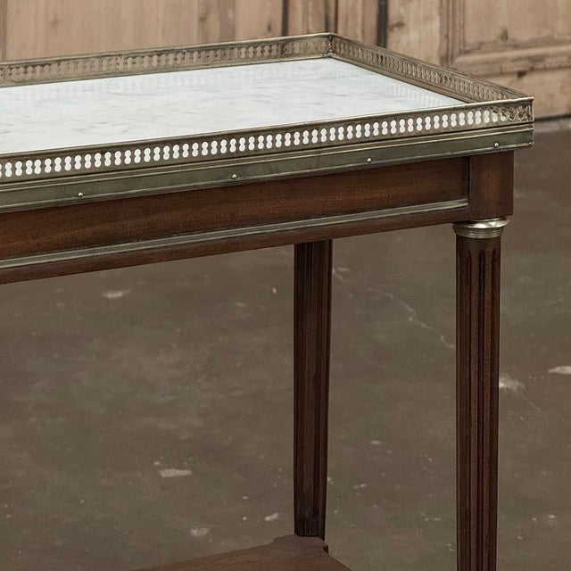 Louis XVI Mahogany Gallery Side Table With Carrara Marble Top For Sale - Image 11 of 17