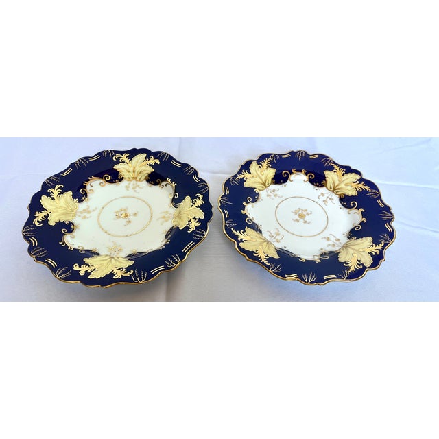 Exquisite, matching pair of vintage porcelain luncheon/salad plates in the highly coveted "Jutta" pattern by Echt Weimar...