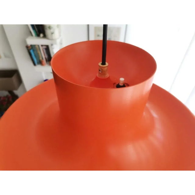 Metal Large Mid-Century Scandinavian Modern Orange Metal Hanging Light, 1960s For Sale - Image 7 of 8