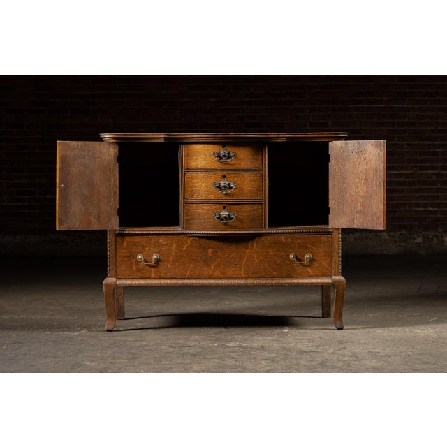 Brown Early 20th Century Carved Oak Bow Front Sideboard For Sale - Image 8 of 12