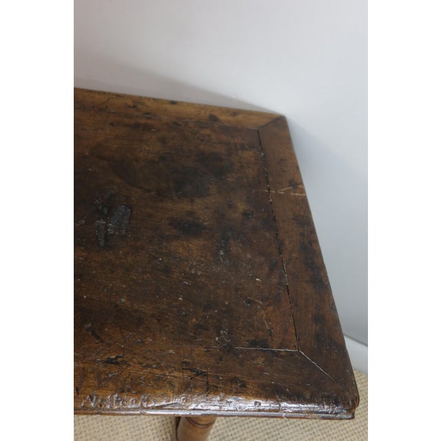 Wood Oak Console Table with Walnut Top For Sale - Image 7 of 11