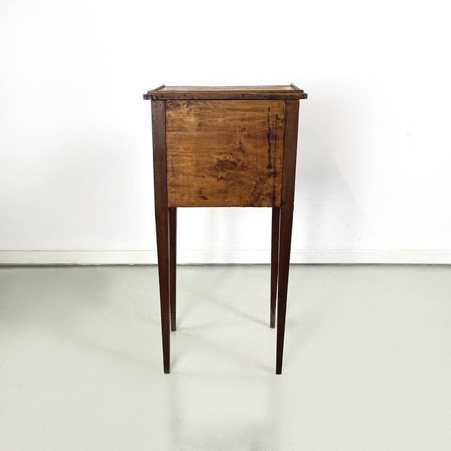 Italian Wooden Bedside Table with Brass Handle, 1890s For Sale - Image 6 of 16