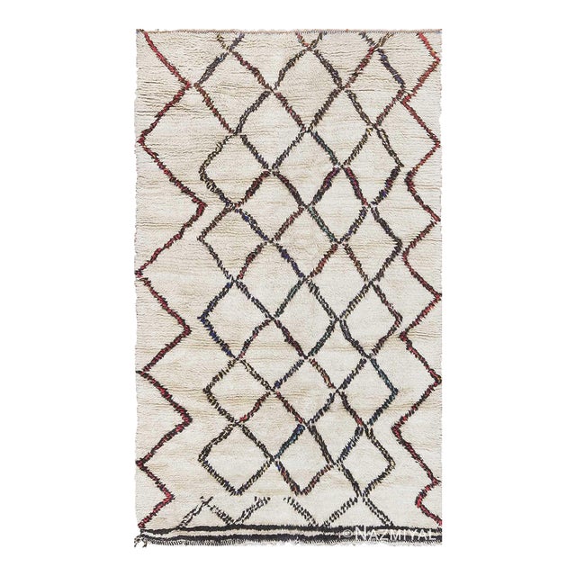 Nazmiyal Collection Vintage Ivory Beni Ourain Moroccan Rug For Sale