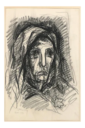 Portrait - Original Charcoal Drawing by Serge Fotinsky - 1943 1943