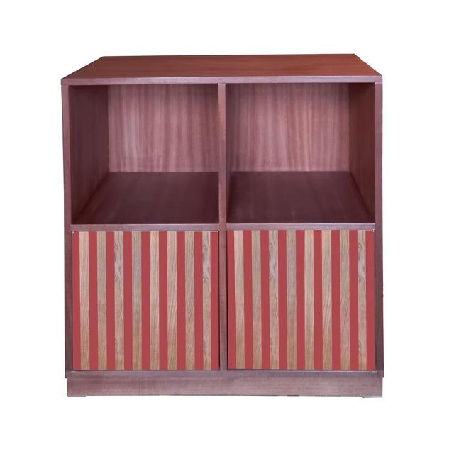 "Lupo" sideboard in red-striped mahogany by Pietro Meccani, 1989. Beautiful mahogany sideboard with two cherry doors and...