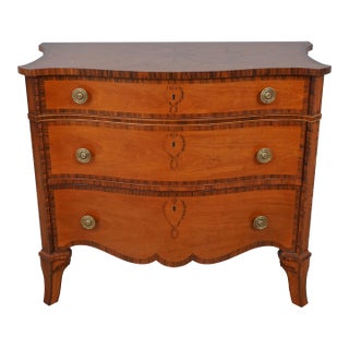 Baker Highly Inlaid Satinwood Adam Style Chest For Sale