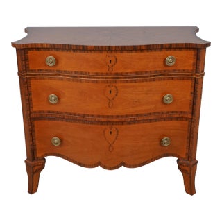 Baker Highly Inlaid Satinwood Adam Style Chest For Sale