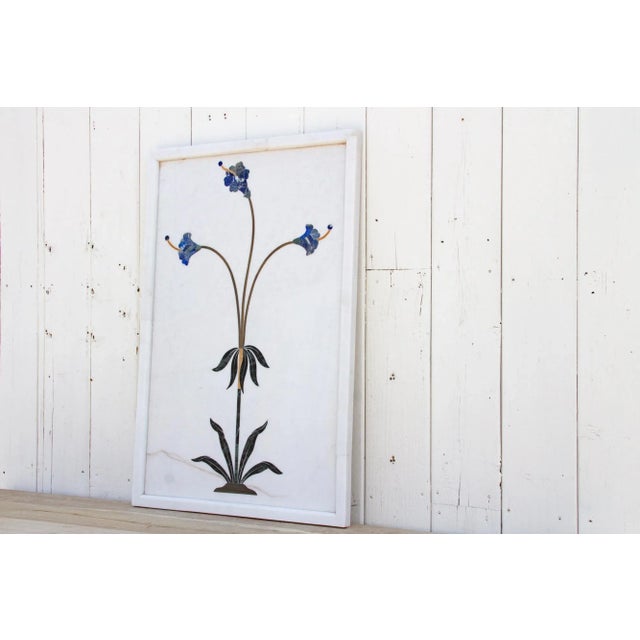 Precious Botanical Inlay Marble Panel For Sale - Image 11 of 13