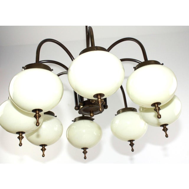 Brown Eight-Light Chandelier in the style of Hugo Gorge, 1970s For Sale - Image 8 of 8