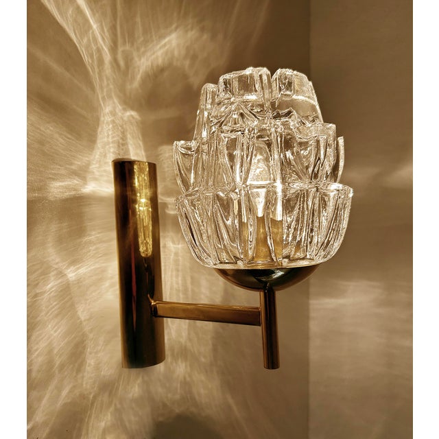 Vintage Glass and Brass Sconces from Fischer Leuchten, 1960s, Set of 2 For Sale - Image 14 of 18