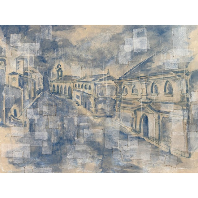 2020s "Rue De Lyon" Abstract Architectural Mixed-Media Painting on Canvas by Louis Shields, 2020 For Sale - Image 5 of 11