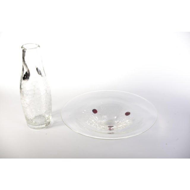 Glass Vase and Bowl by Jaroslav Taraba for Lednicke Rovne, Czech, 1970s, Set of 2 For Sale - Image 14 of 17