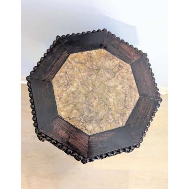 Antique Chinese Rosewood Pedestal or Stand With Marble Top, Qing Dynasty 35"h For Sale In Raleigh - Image 6 of 16