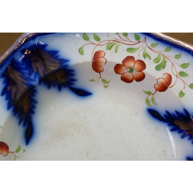 4 Antique Gaudy Welsh Ironstone Cobalt Blue Floral Teapot Pitcher & Bowls For Sale - Image 15 of 18