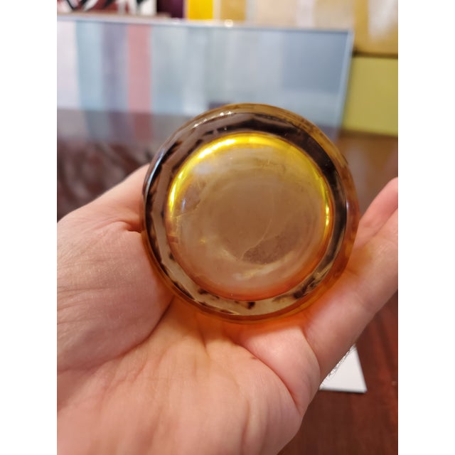 A very fine over 125 years old antique original moser bohemian glass goblet. Having a rich deep amber honey crystal color...