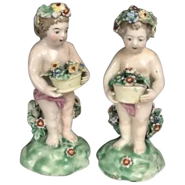 18th Century English George III Chelsea Derby Porcelain Figures of Cherubs - a Pair For Sale - Image 11 of 11