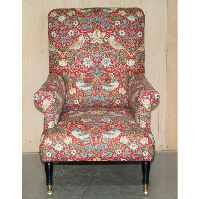 Stunning Victorian Style William Morris Library armchair upholstered in William Morris Strawberry thief Tapestry...
