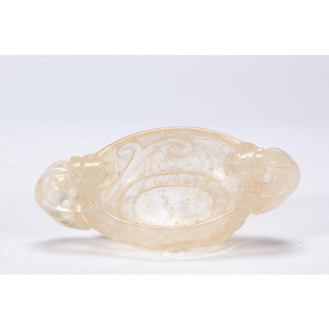 Late 19th Century Antique Chinese Rock Crystal Brush Washer With Chilong Handles For Sale - Image 5 of 11
