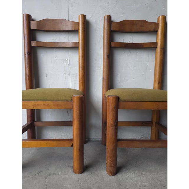 1970s Vintage 1970s Minimalist Solid Pine Dining Chairs - Set of 8 For Sale - Image 5 of 10