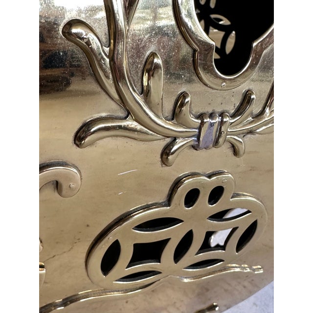 Chinoiserie Pair Vintage Pierced Brass Chinese Garden Stools With Removable Cushions For Sale - Image 3 of 11
