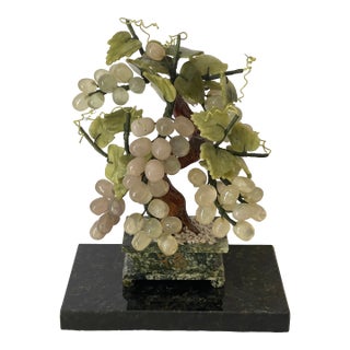 Antque Chinese Jadeite Jade Grapes Vine Tree For Sale