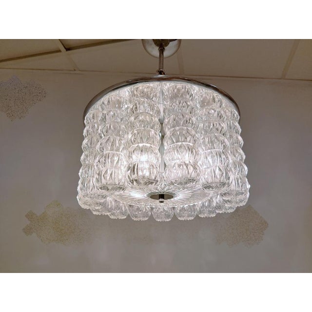 Mid-Century Glass and Chrome Chandelier, 1960s For Sale - Image 9 of 10
