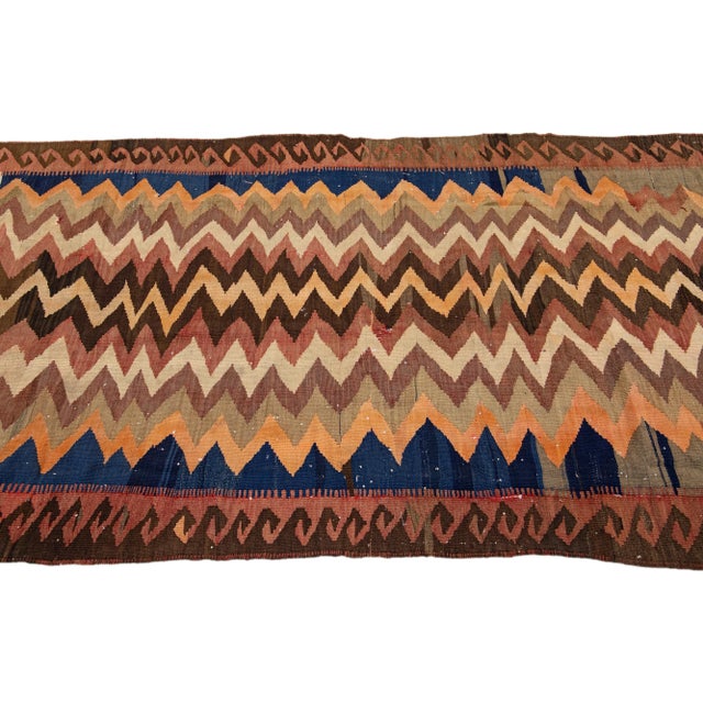 1960s 1960s Vintage Turkish Kilim Multicolor Handmade Geometric Wool Rug For Sale - Image 5 of 10