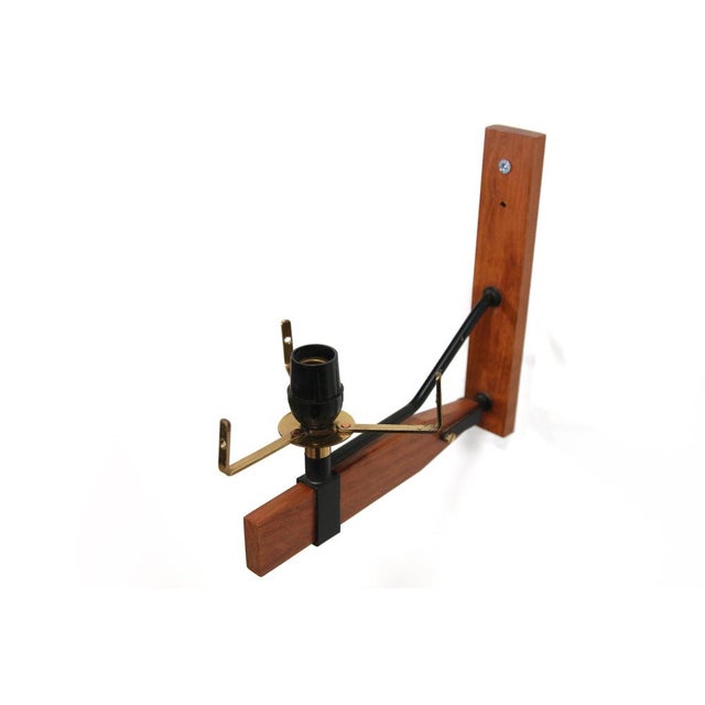 Italian Wall Lamps in Teak with Glass from Esperia, 1950s, Set of 2 For Sale - Image 6 of 7