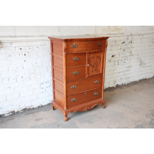 Victorian Style Oak Highboy Dresser with Hat Box Chairish