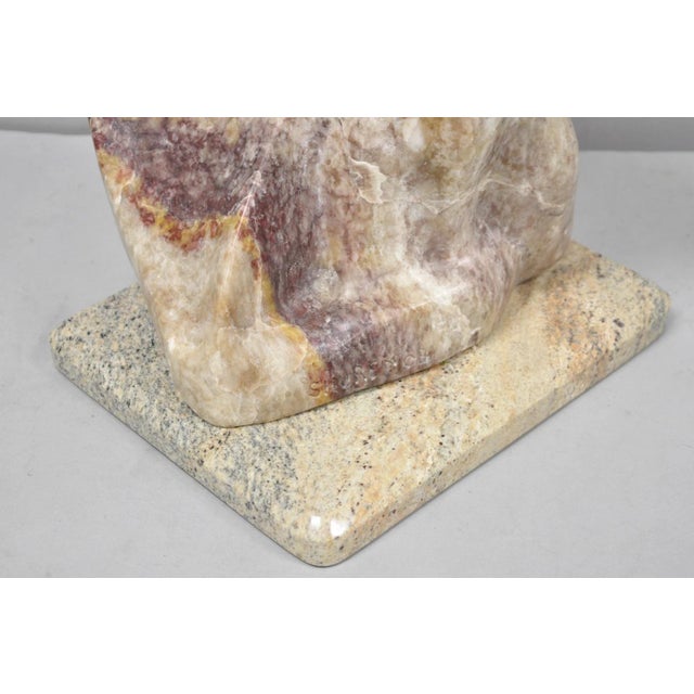 Vintage Seymour Shuren Modernist Pink Carved Marble Abstract Figure Sculpture For Sale - Image 16 of 18